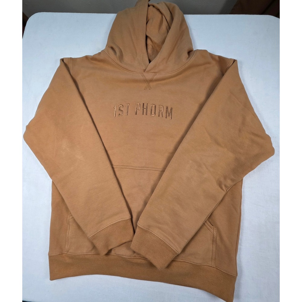 1st Phorm Hoodie Mens Medium Tan Pullover Gym Workout Athleisure gorpcore street - Picture 3 of 9